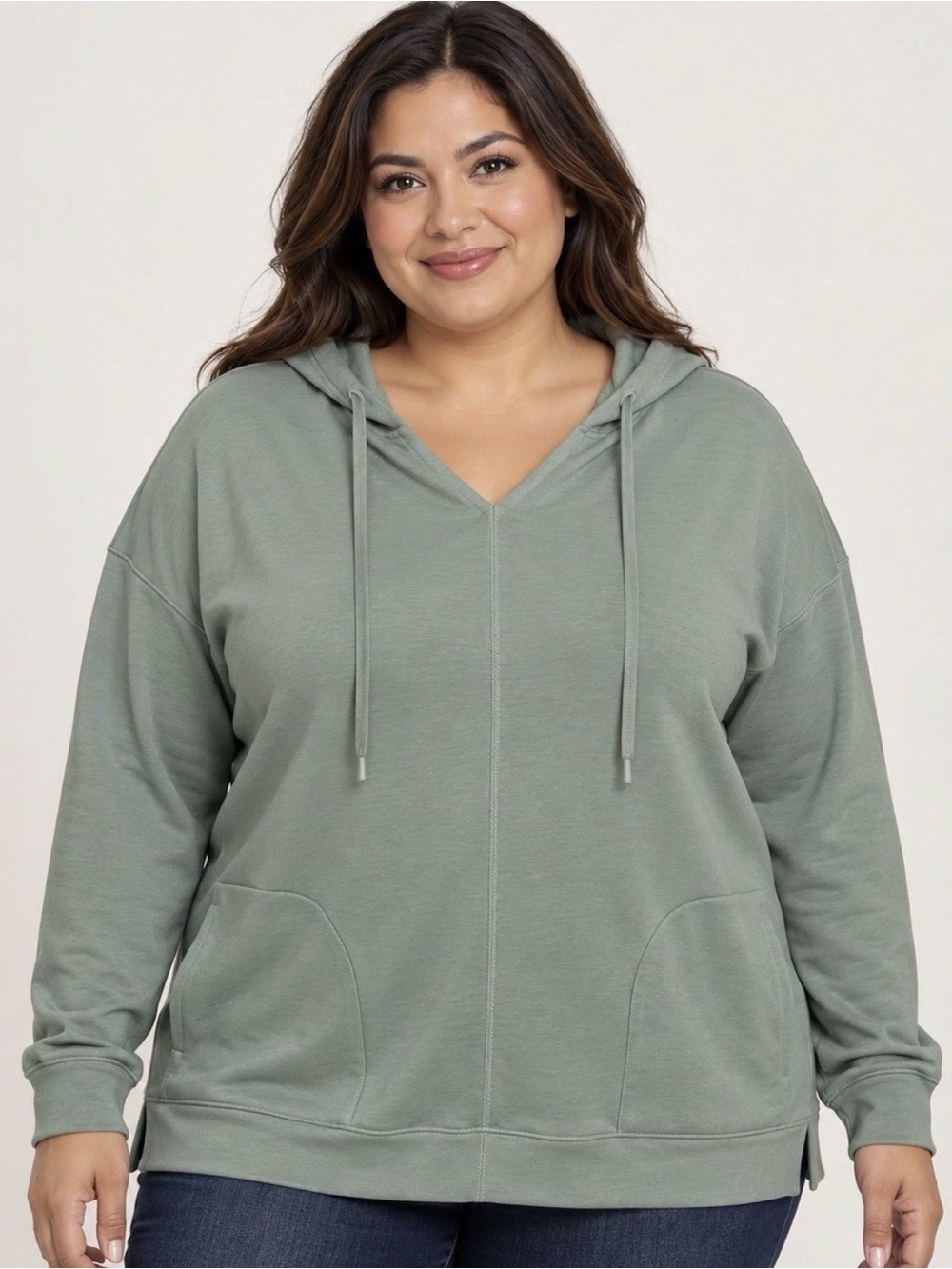 Belle by Kim Gravel ScubaLuxe Hoodie Size: 1X Lily Pad Green Pockets A721519 New